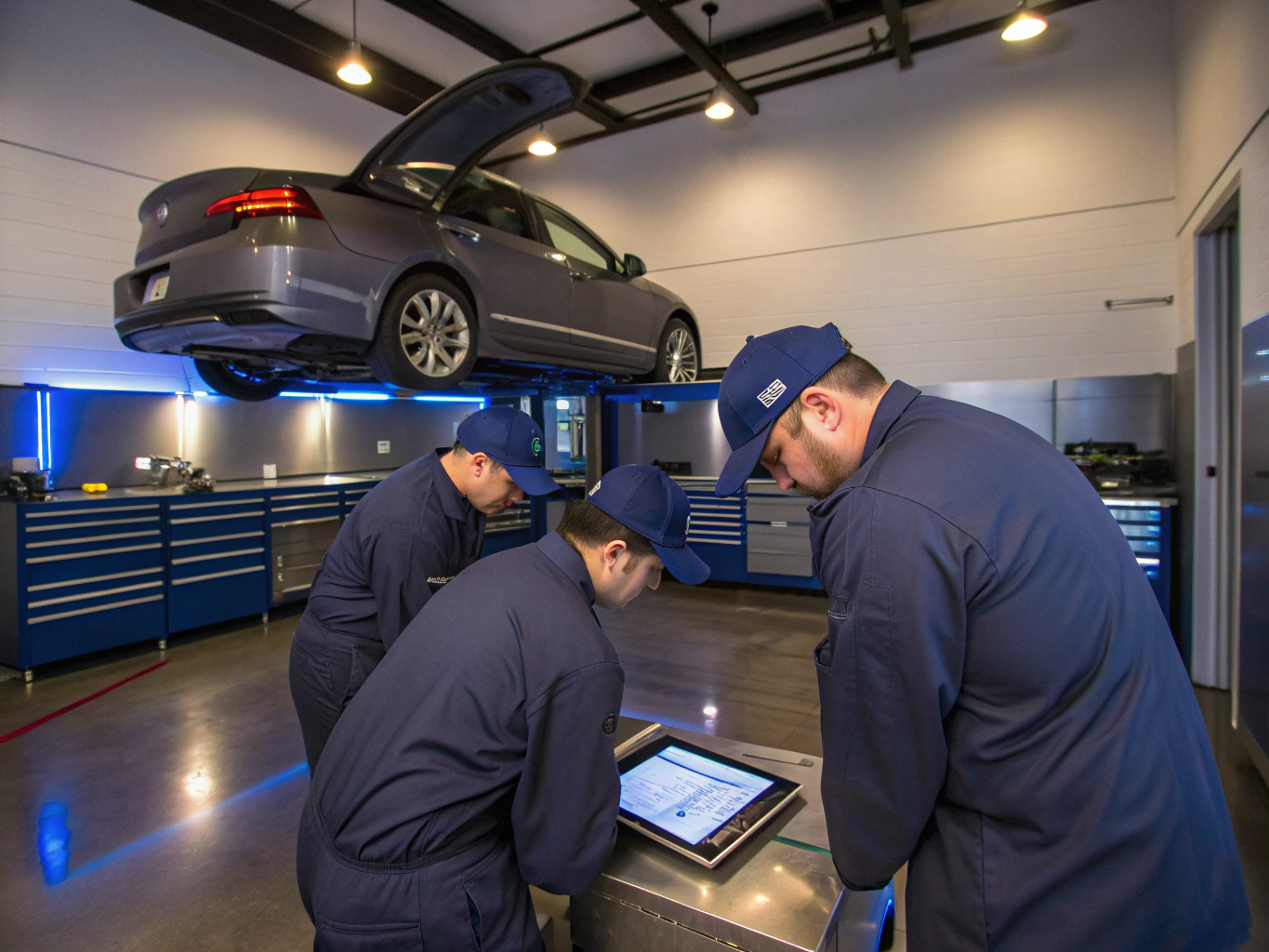 Professional automotive service and delivery team