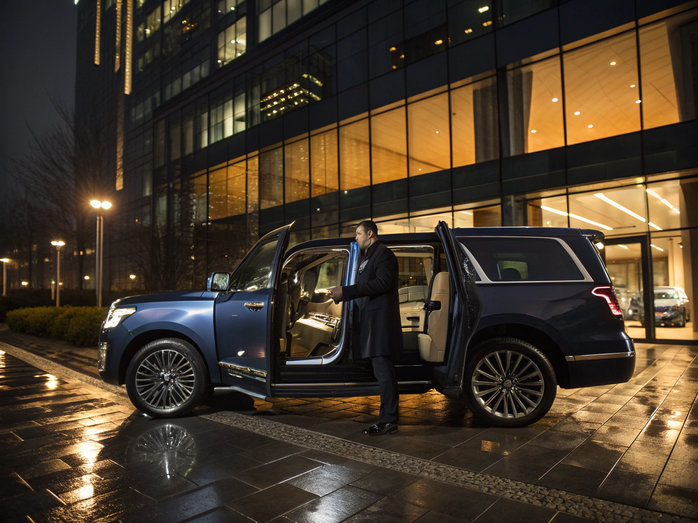 Luxury vehicle being delivered to a home