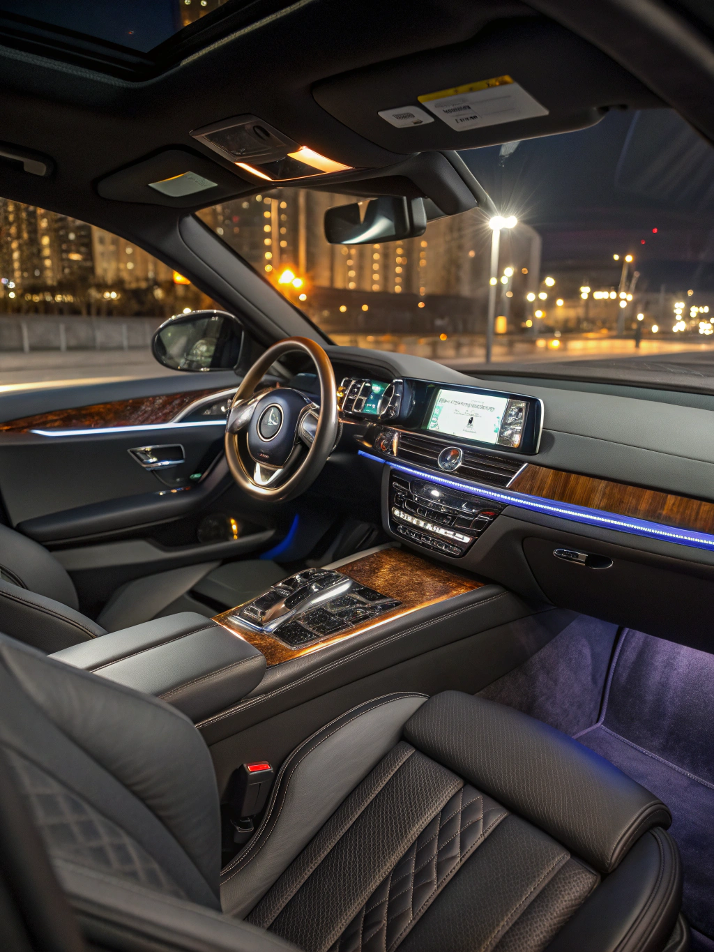 Luxury car interior showing premium leather and craftsmanship